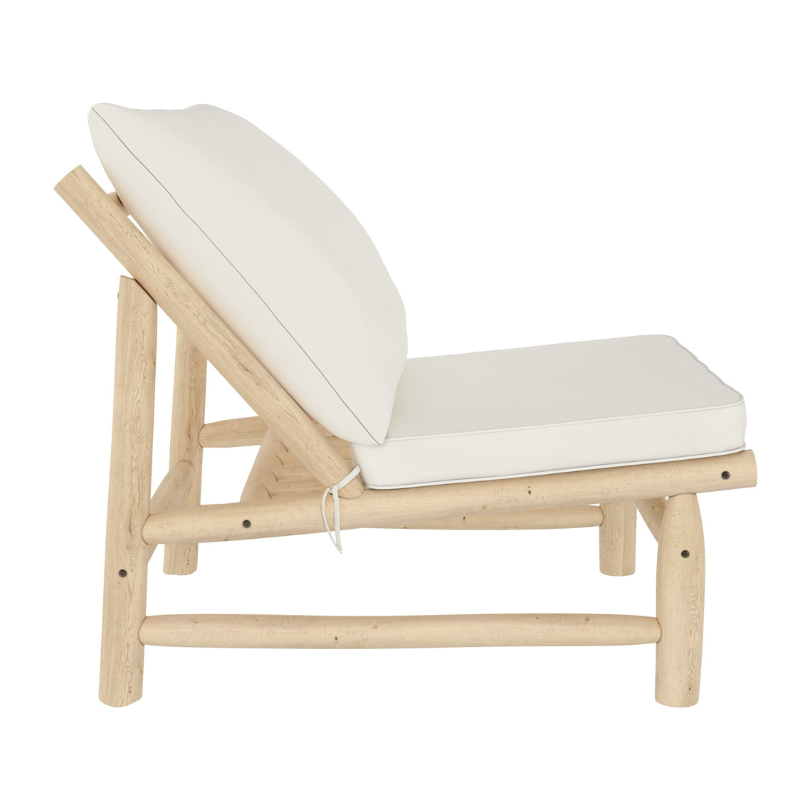 Salon de jardin 3 personnes en bois de teck massif et tissu  - Ily