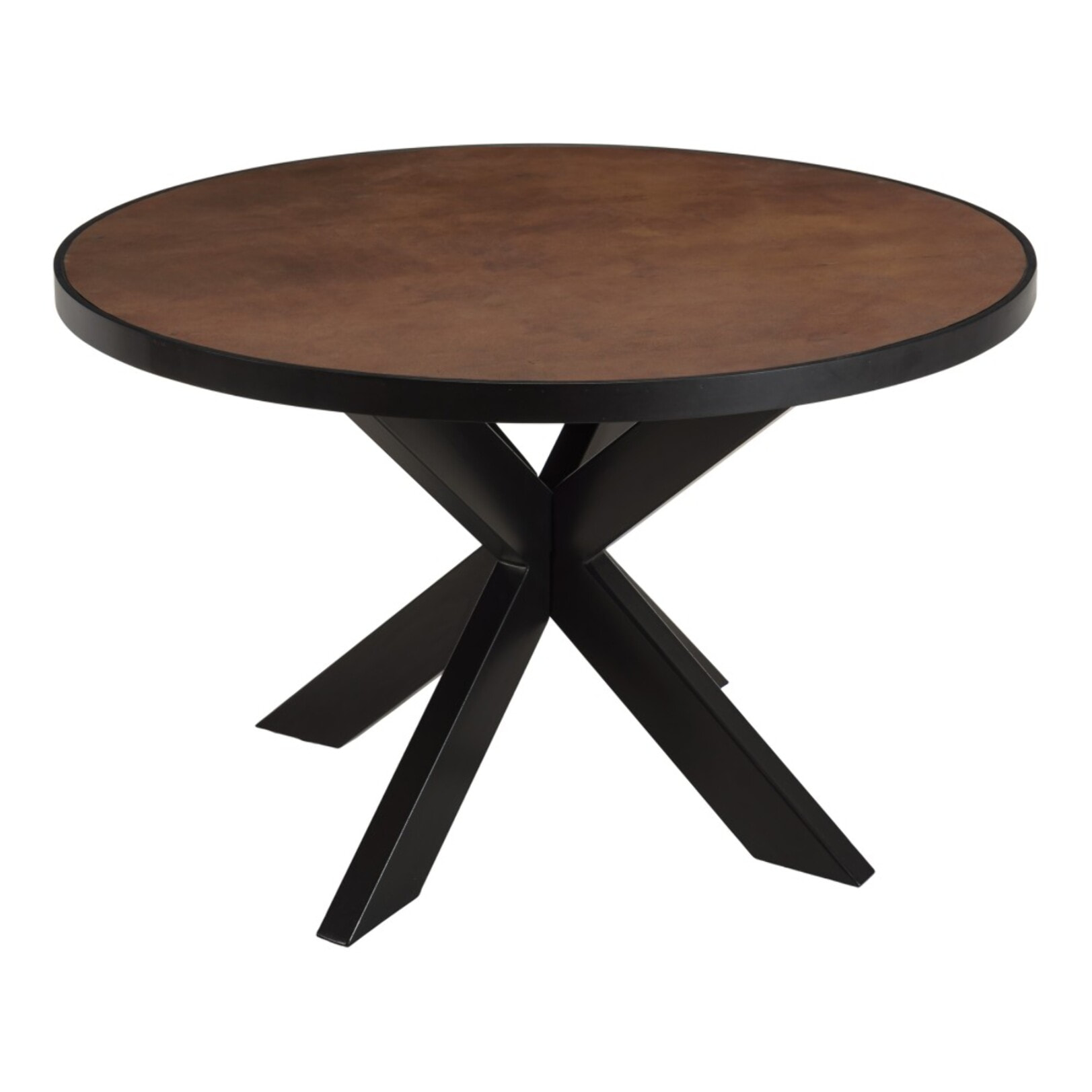 BASILE - Table à manger 120x120 effet pierre couleur marron