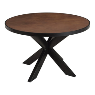 BASILE - Table à manger 120x120 effet pierre couleur marron