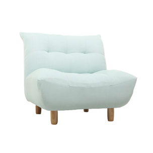 Fauteuil scandinave en tissu menthe à l'eau et bois clair YUMI