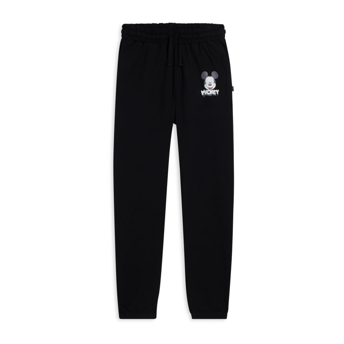 Pantaloni Jogger neri regular fit con stampa Mickey Mouse