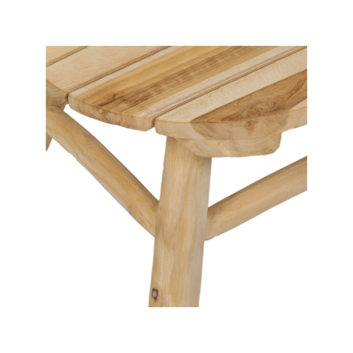 Petit tabouret rond artisanal 30 cm de haut en bois de teck - SANA