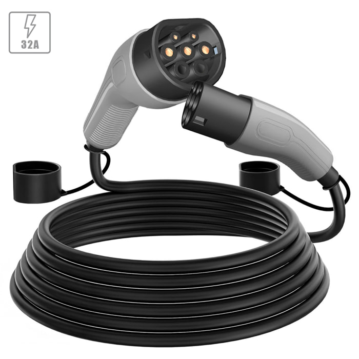 Cavo di carica monofase per veicoli elettrici da Tipo 2 a Tipo 2. Con 32A e 7KW di potenza.