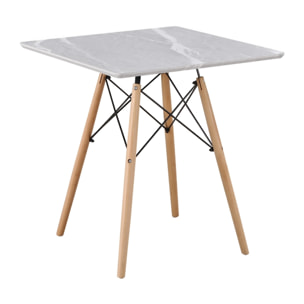 Tavolino quadrato con piano effetto marmo grigio chiaro 70x70 - Ester