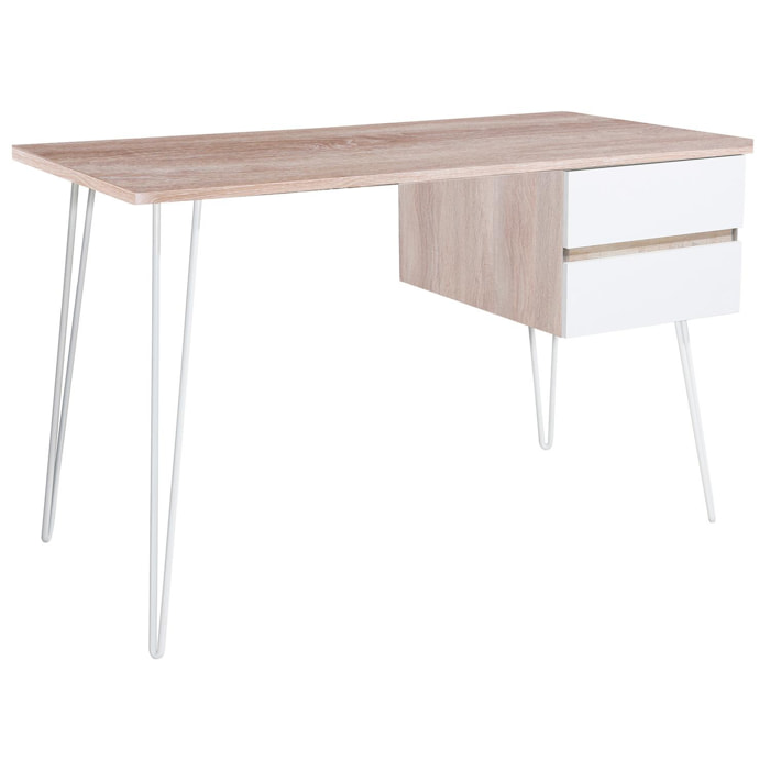 Lucille - scrivania in legno e metallo con 2 cassetti - 120x60x76 cm