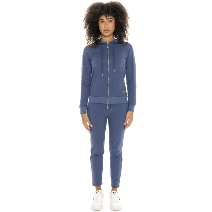 Tuta invernale donna con cappuccion e zip, inserti in treccia Leone 1947 Braid