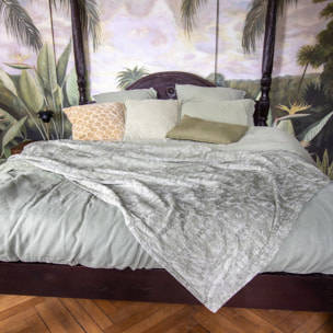 Courte pointe en velours à motif vert 220cm BYZANCE