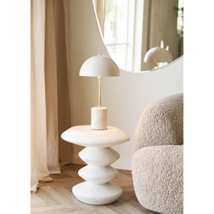 Tavolino da appoggio Blackburn in fiberclay bianco forma scultorea 43x39x45 cm