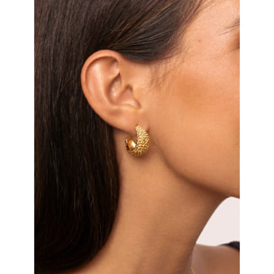 Pendientes Aro Antique Acero Baño Oro