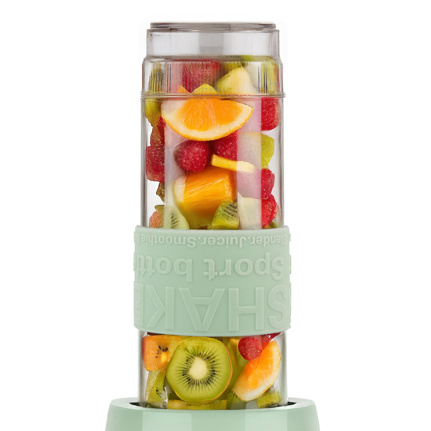 SWEISS Mini Batidora Portátil MOOV7, 2 Botellas de 570 ml con Tapas de Viaje, 4 Cuchillas de Acero Inoxidable, 300W, Verde