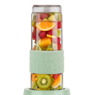 SWEISS Mini Batidora Portátil MOOV7, 2 Botellas de 570 ml con Tapas de Viaje, 4 Cuchillas de Acero Inoxidable, 300W, Verde