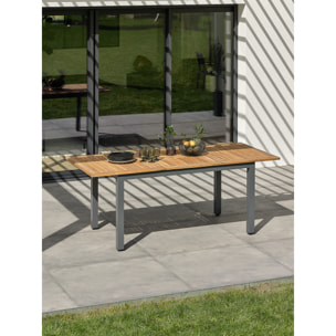 ORSINO - Table de jardin 8 places alu anthracite - Acacia
