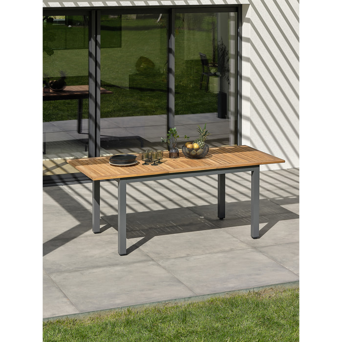 ORSINO - Table de jardin 8 places alu anthracite - Acacia