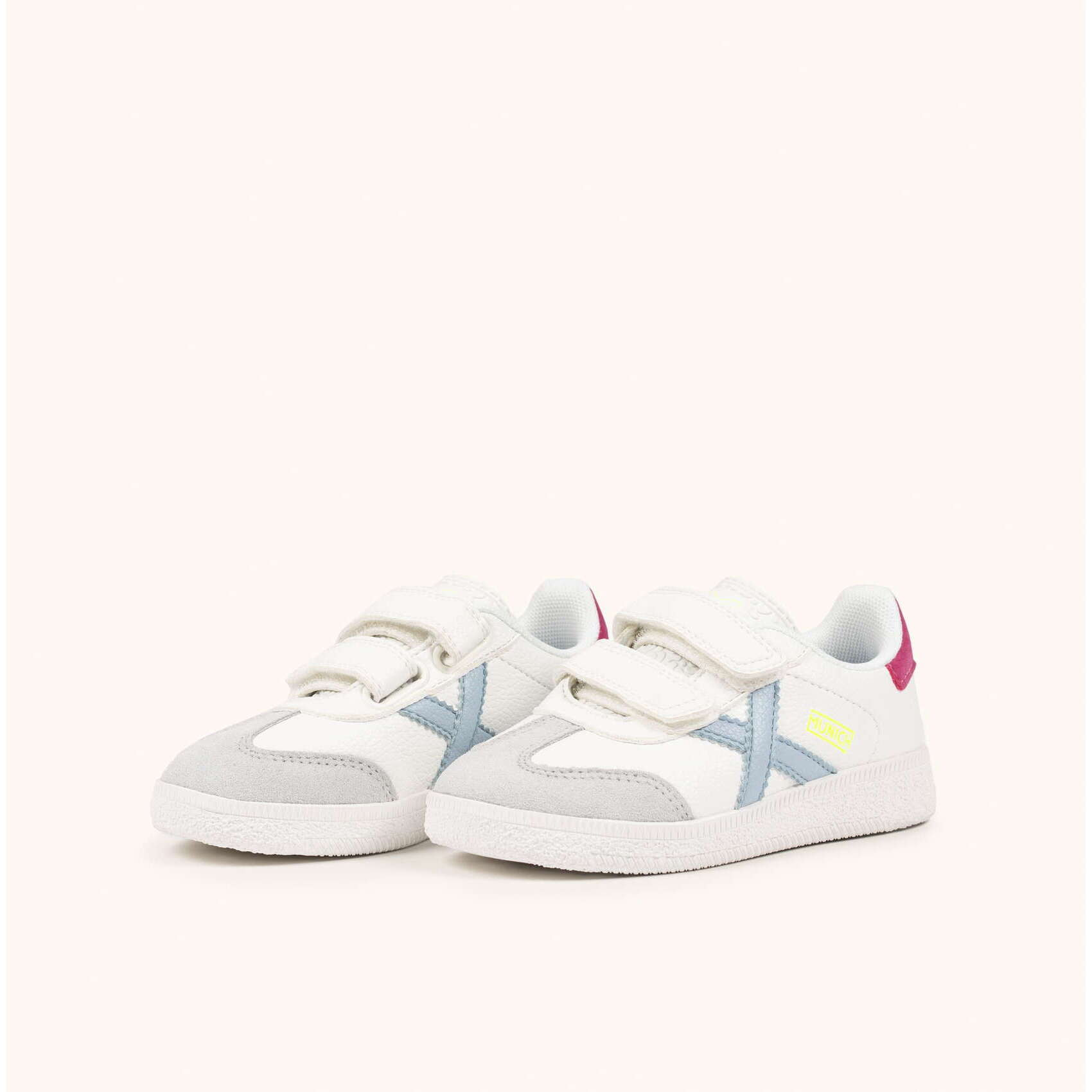Zapatillas Infantiles con Velcro Blancas y Detalles Pastel MUNICH MINI BARRU VCO 15