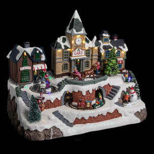 Village lumineux gare et patineurs musical 26 LED