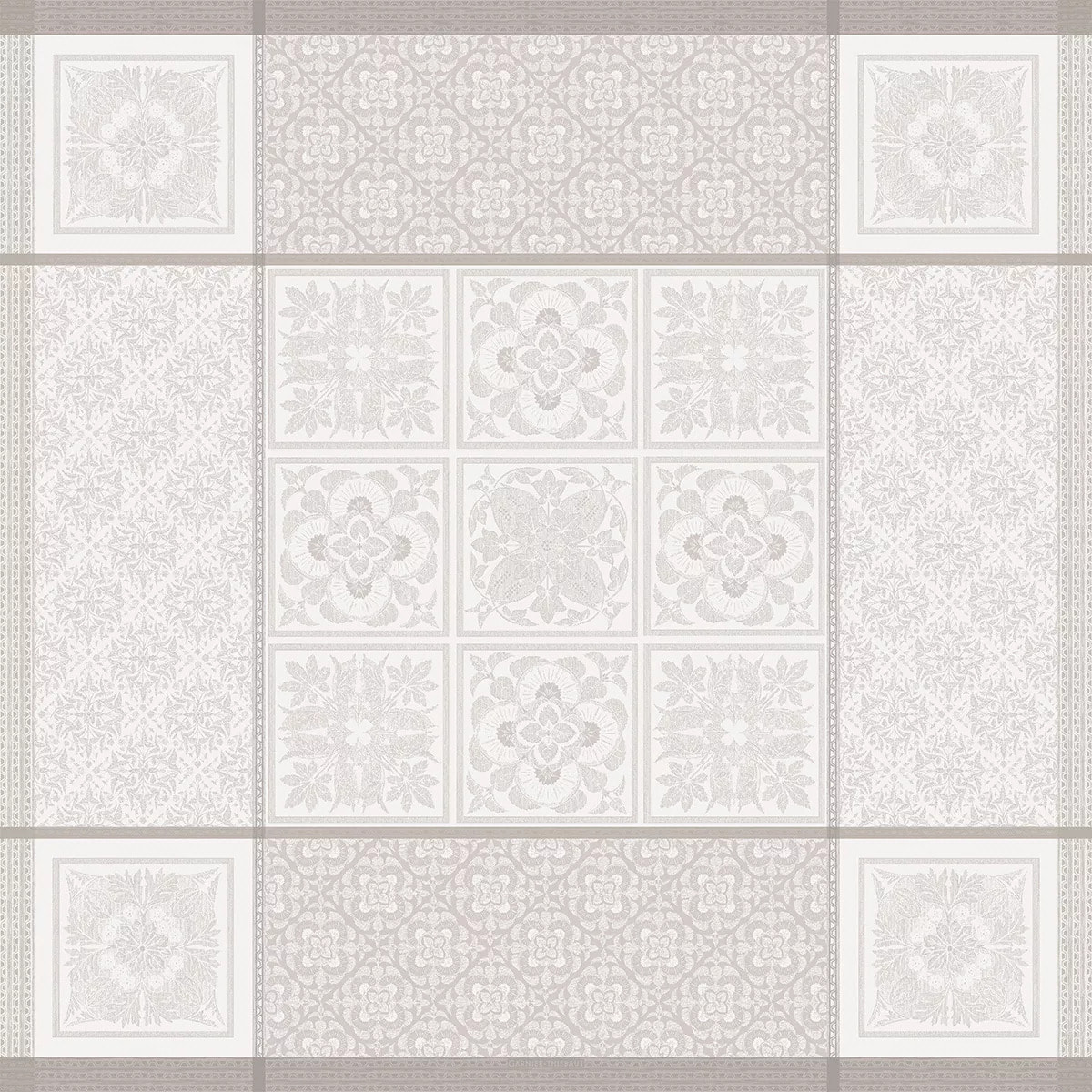 Nappe anti tache pur lin motif jacquard Harmonie beige