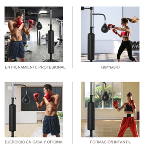 Saco de Boxeo de Pie Ajustable en Altura con 2 Bolas de Velocidad Barra y Base Rellenable Agua o Arena Punching Ball para Adultos 88x50x160-230 cm Negro