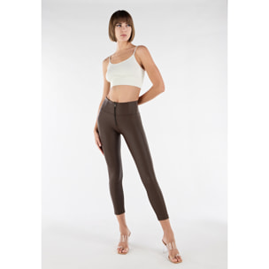 Pantaloni push up WR.UP® 7/8 superskinny vita alta similpelle