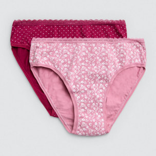 Confezione da 2 mutandine midi stampate rosa