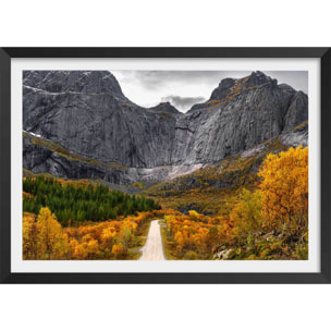 Affiche Lofoten, Face au mur Affiche + cadre en bois - Noir