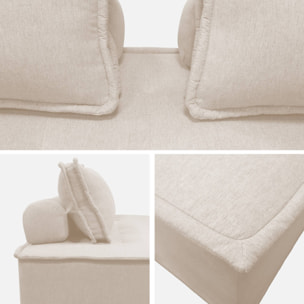 Ensemble chauffeuses DAO pour canapé modulable en tissu capitonné 3 places crème