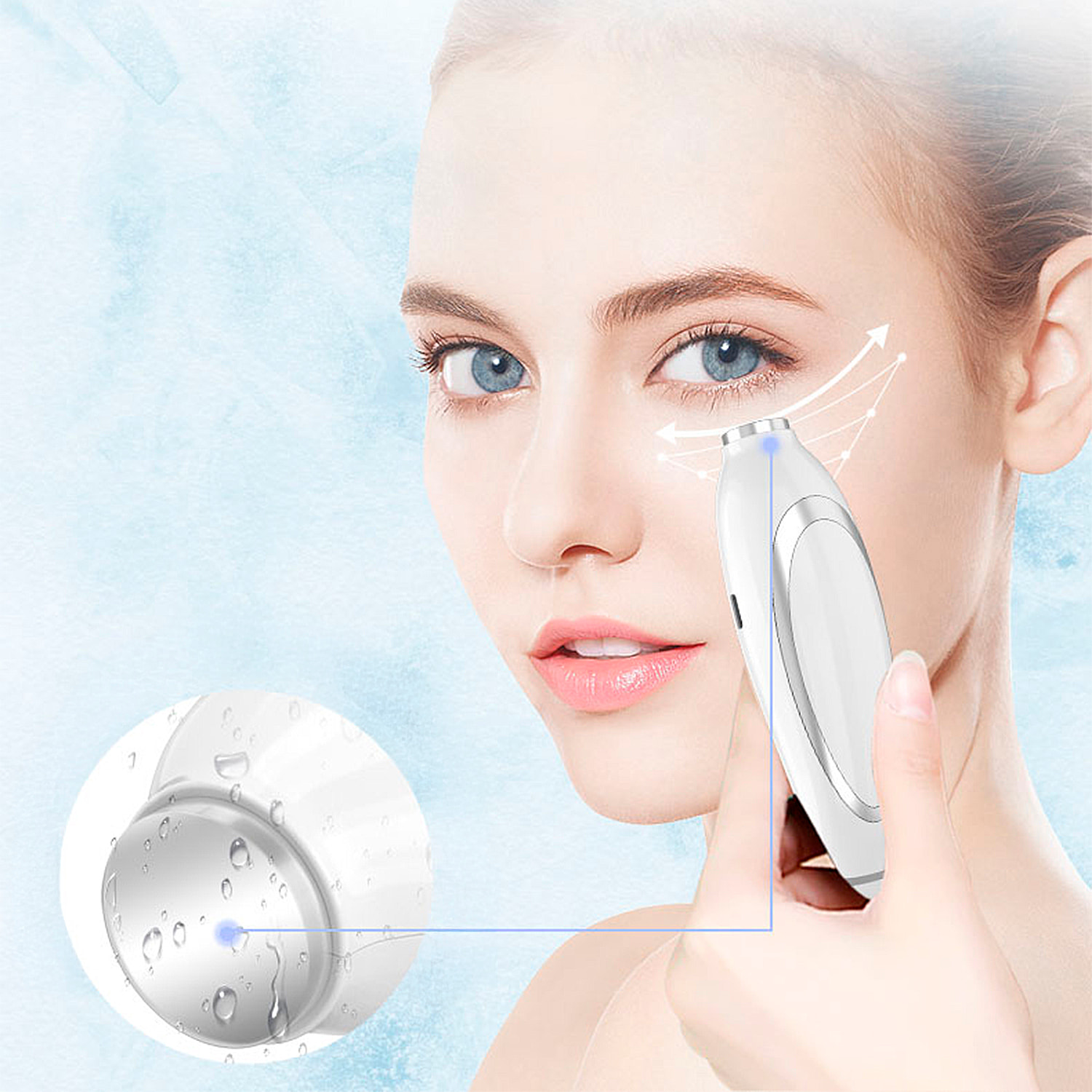 Dispositivo de belleza 6 en 1 con LED, EMS, iones, frío, calor y vibración.