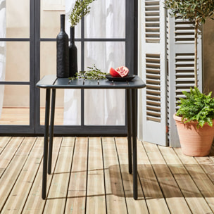 Table de jardin métal 2 places. anthracite. Amelia. 70x70cm. traitement antirouille. lattes et bords arrondis