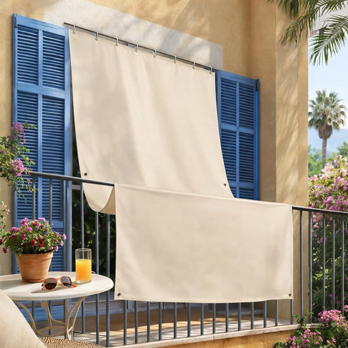 Intrecci Tenda da Sole per Esterno Impermeabile a Caduta con Occhielli, Panna