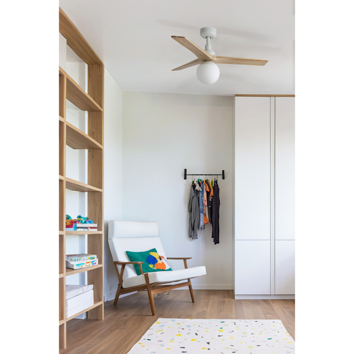 KLIM S Ventilateur de plafond blanc/bois chêne E27 TUYA