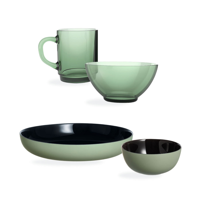 Set Petit-Déjeuner 16 pièces avec bols, mugs, assiettes et coupelles Vicky/Alba - Luminarc