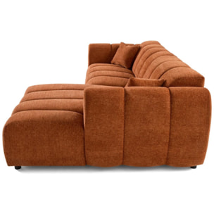 Curtis - canapé d'angle droit 4 places en tissu texturé - Terracotta