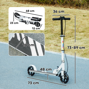 Patinete Plegable para Niños de 3-8 Años, Patinete Infantil de 2 Ruedas con LED Luces, Manillar de 4 Altura Ajustable, Freno Posterior y de Mano, Blanco