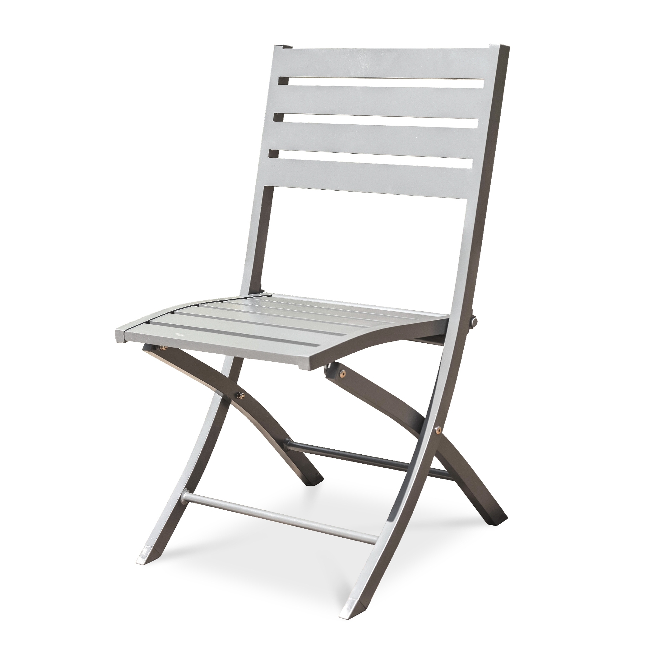 MARIUS - Chaise de jardin pliante en aluminium gris