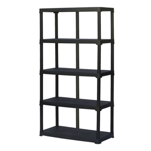 5 estantes  en polipropileno, interior/ exterior, 60x58,5xh 176 cm, profundidad doble
