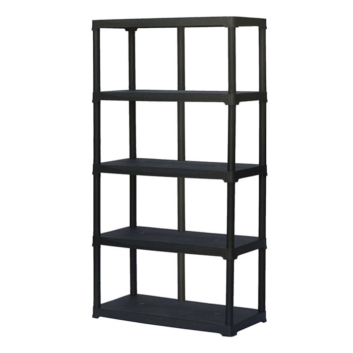 5 estantes  en polipropileno, interior/ exterior, 60x58,5xh 176 cm, profundidad doble
