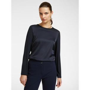 Elena Mirò - T-shirt in due tessuti - Blu