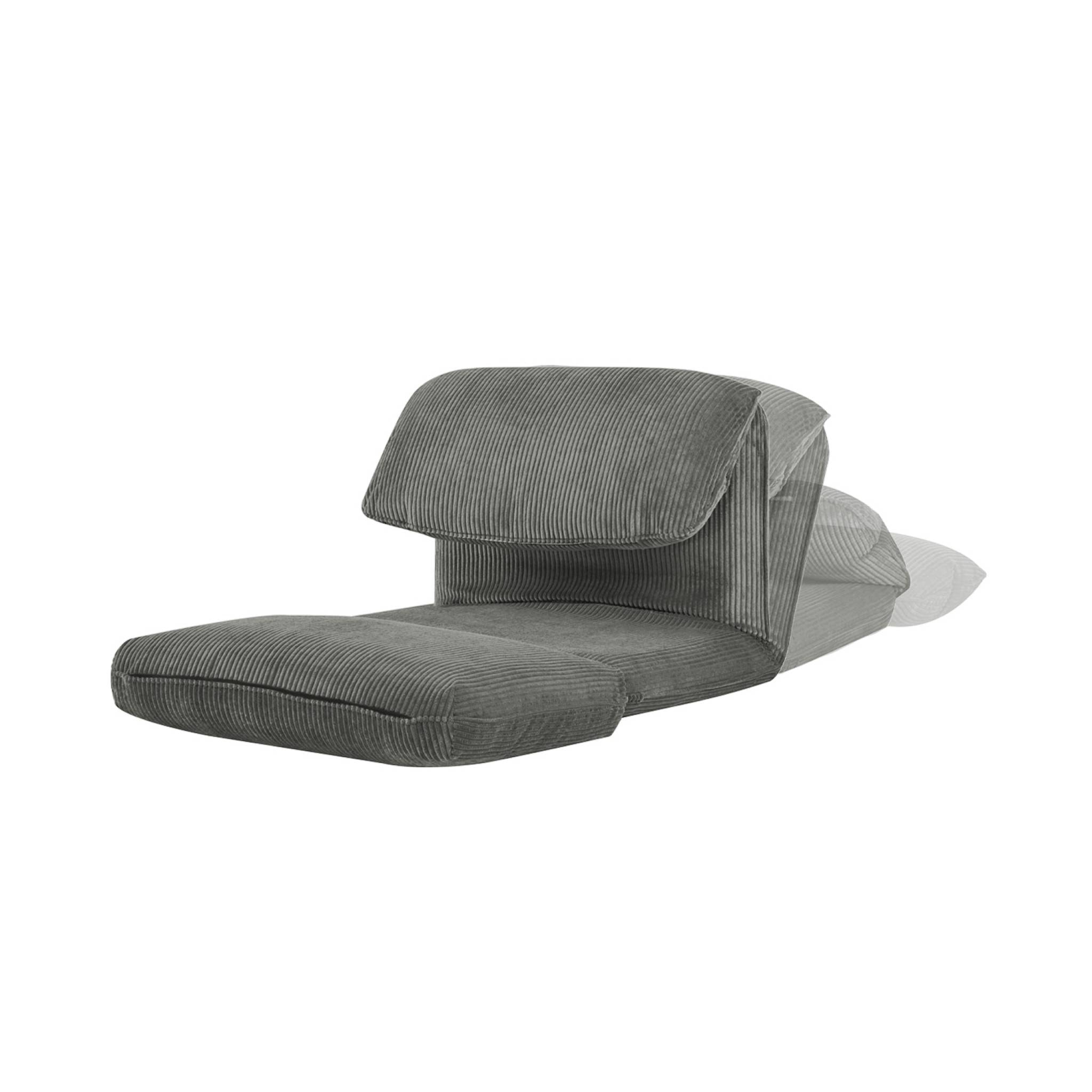 Chauffeuse matelas gris convertible velours côtelé grosse côte 1 place Cosy