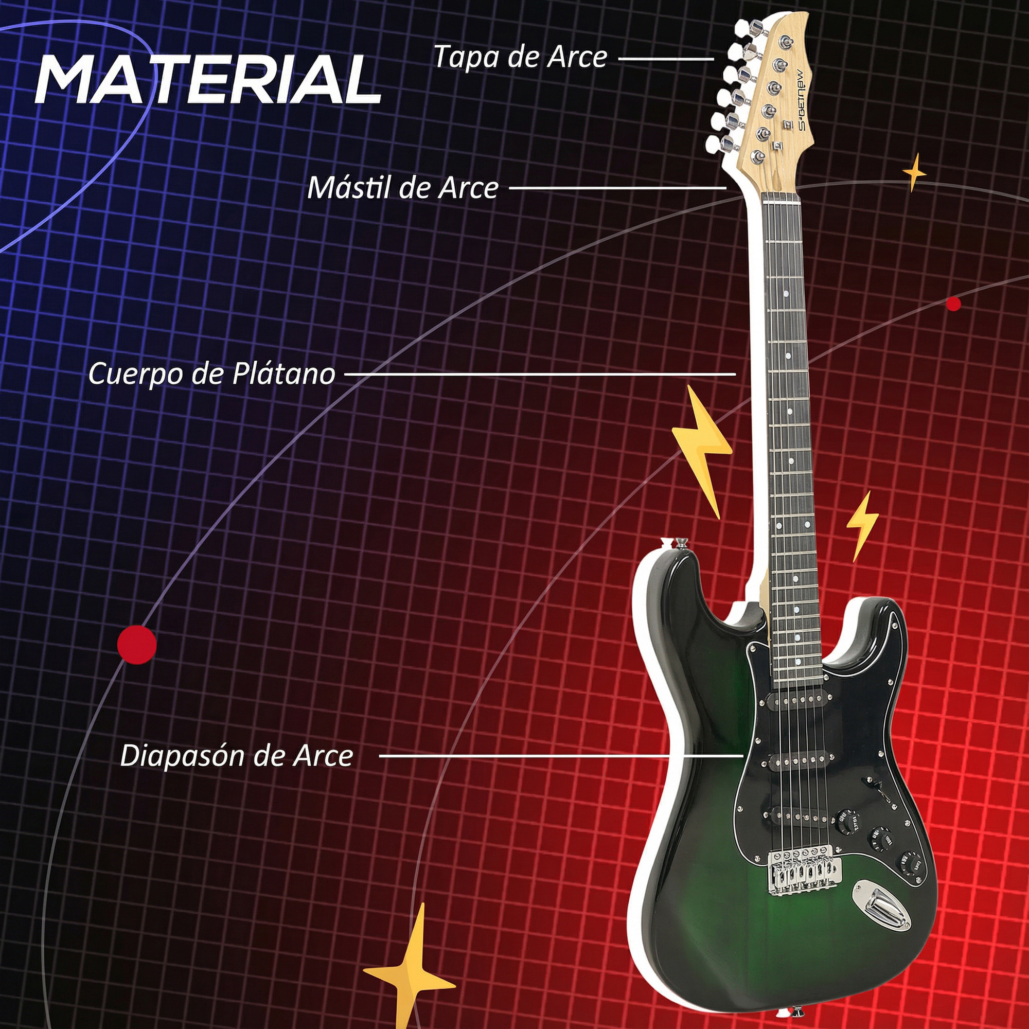 Kit Guitarra Eléctrica de Iniciación, Guitarra Eléctrica con Amplificador de 15W, Afinador Digital, Cuerdas, Correa, 3 Púas y Funda de Transporte, para Adultos, Adolescentes, Negro