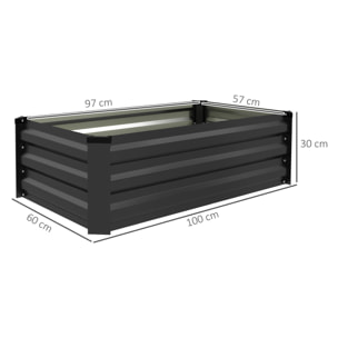 Juego de 2 Jardineras de Exterior de Acero Huerto Urbano Rectangular para Cultivos Plantas Flores para Patio Jardín 100x60x30 cm Gris Oscuro