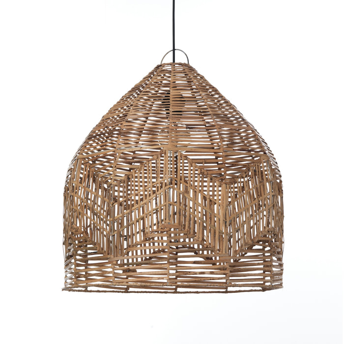 Suspension Tomasucci REETHA MEDIUM, en rotin, noir, 50 × 50 × 58 cm