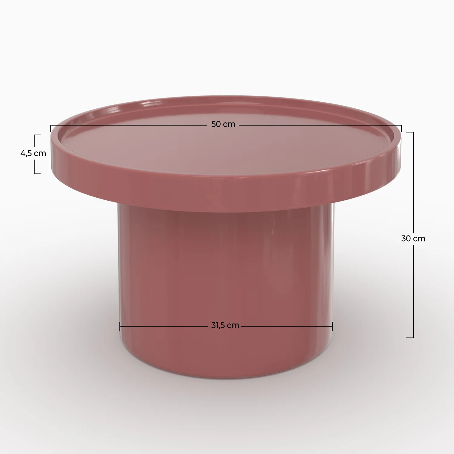Table d'appoint laquée rouge framboise en MDF, D50 cm - Nora