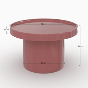 Table d'appoint laquée rouge framboise en MDF, D50 cm - Nora