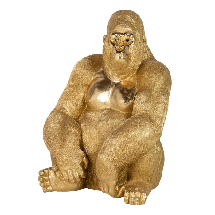 Figura Gorila Resina Dorado 69x54x91 Cm