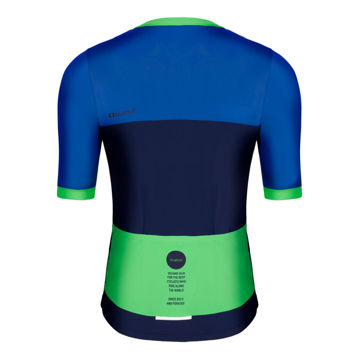 Camiseta ciclista hombre manga corta color azul/azul marino/verde
