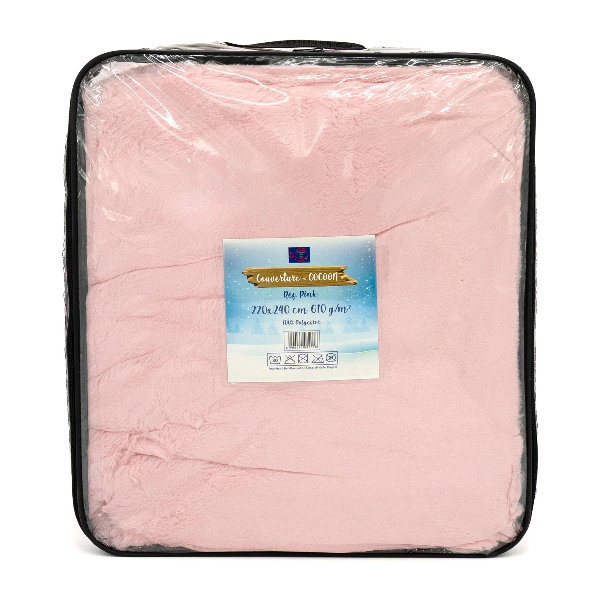 Couverture imitation "Lapin" - Cocoon Rose - 220x240cm - 610g/m²