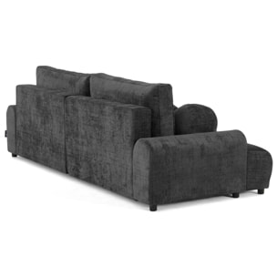 Nelly - canapé d'angle droit 4 places convertible avec coffre en velours texturé - Gris Anthracite