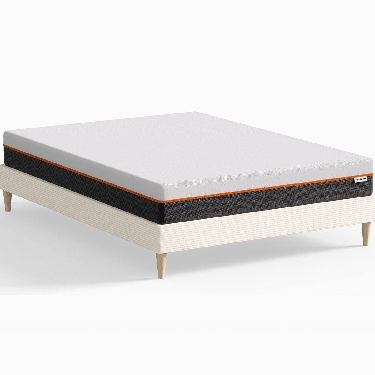 Lit en velours côtelé + Matelas mousse gel mémoire de forme - DINA & DUAL CONFORT