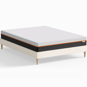 Lit en velours côtelé + Matelas mousse gel mémoire de forme - DINA & DUAL CONFORT