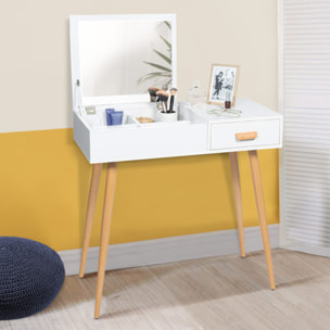 Coiffeuse-bureau 2 en 1 Serena avec miroir rabattable