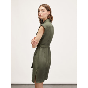 Motivi - Vestido camisero con bolsillos cargo - Verde